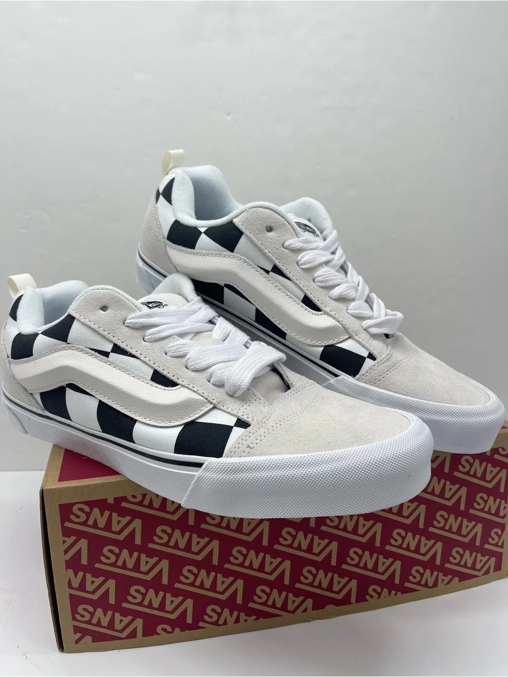 Vans Knu Skool MEGA CHECK BLANC DE BLANC/BLAC VN000D22UY6 Skate Sneakers